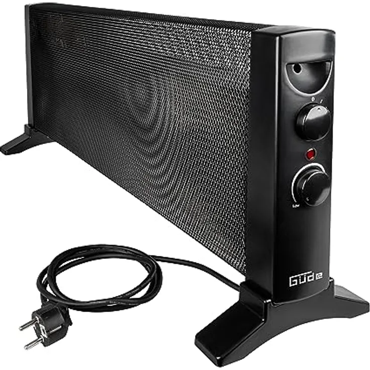 Güde Konvektionsheizgerät GKH 1200 Mica, 1200 W Heizleistung, 2 Heizstufen, stufenloser Thermostat, Überhitzungsschutz, effiziente lautlose Wärme für Räume bis 15 m³
