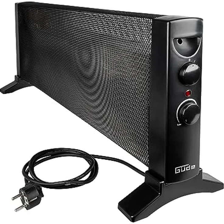 Güde Konvektionsheizgerät GKH 1200 Mica, 1200 W Heizleistung, 2 Heizstufen, stufenloser Thermostat, Überhitzungsschutz, effiziente lautlose Wärme für Räume bis 15 m³ – Bild 1