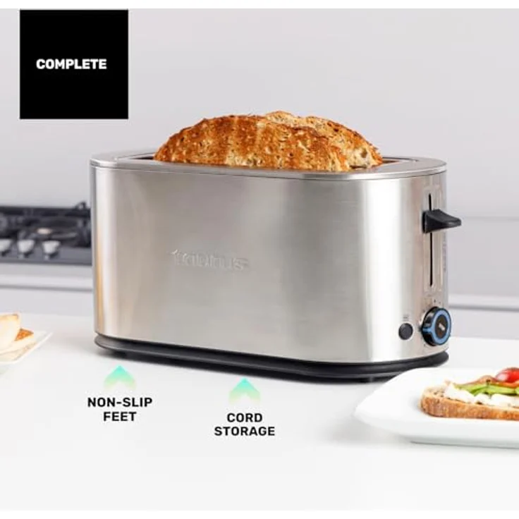 Taurus Mytoast Duplo Legend, Toaster für 4 Scheiben mit 1500 W, Edelstahl, Auftaufunktion, Brötchenaufsatz – Bild 8