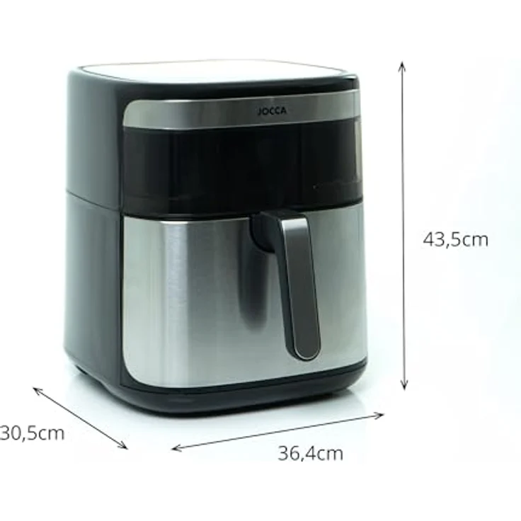 Jocca Heißluftfritteuse 10L, 1700W, Edelstahl-Design, LED-Touchscreen, 8 Programme, Sichtfenster – Bild 2