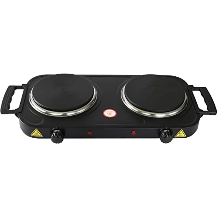 DESKI Doppelkochplatte elektrisch 2000 W schwarz Herdplatten Ø 15,5 cm