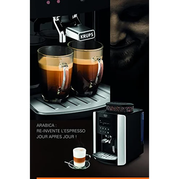 Krups EA8178 Arabica Display Quattro Force Kaffeevollautomat (1450 Watt, Wassertankkapazität: 1,8l, Pumpendruck: 15 Bar, LCD-Display) schwarz-carbon-optik, mit Milchsystem – Bild 2