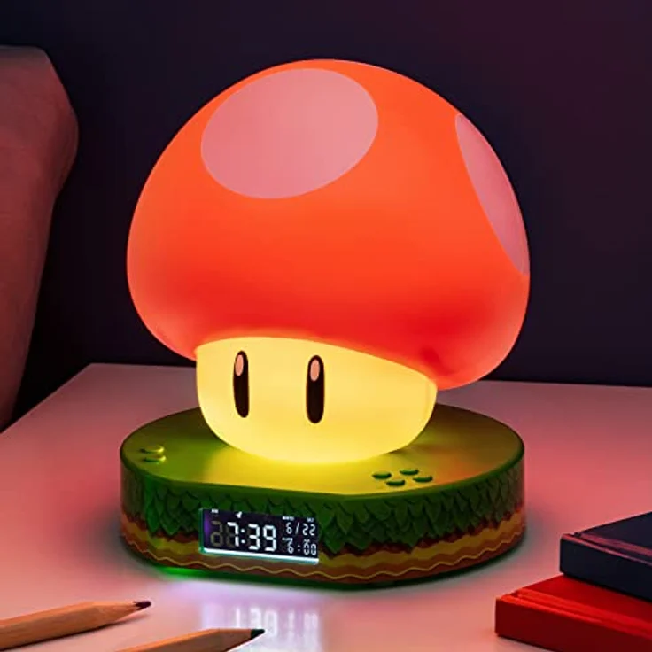 Paladone Super Mushroom Digitaler Wecker mit Power-Up-Sound, offiziell lizenzierte Nintendo-Ware – Bild 1