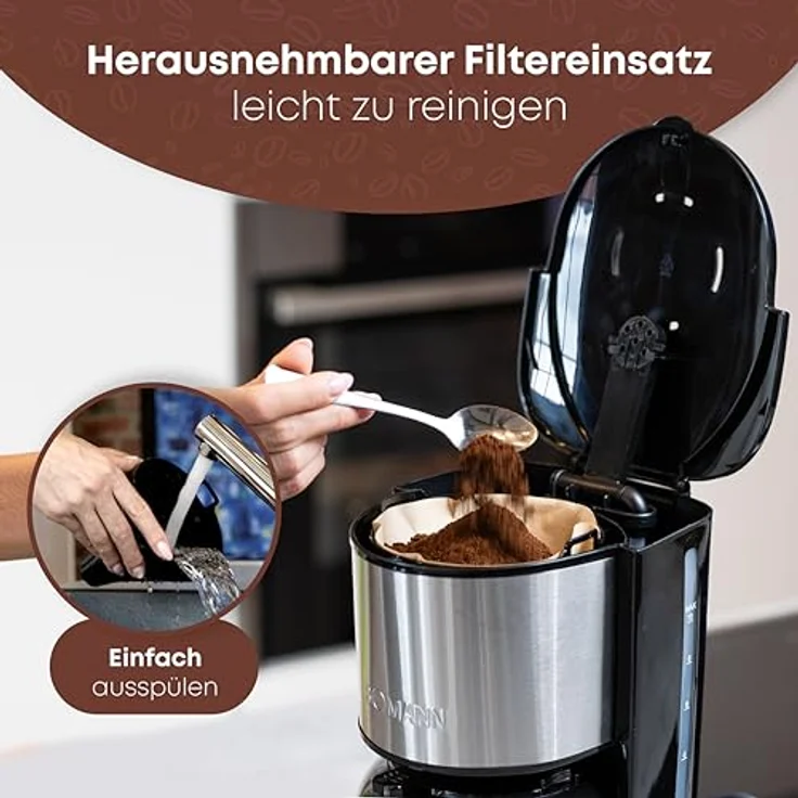 Bomann® Kaffeemaschine mit Thermoskanne für 8–10 Tassen Kaffee (ca. 1,2L) | Filterkaffeemaschine Edelstahl | doppelwandige Thermoskanne | kein Temperaturverlust | Kaffeemaschine 800W | KA 6066 CB – Bild 4