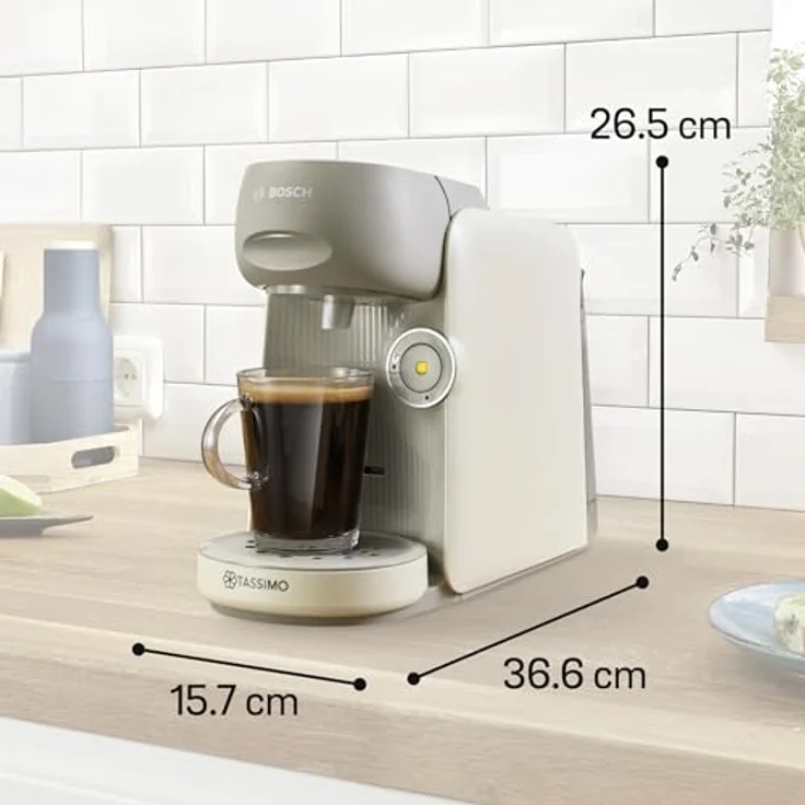 TASSIMO Kapselmaschine Tassimo finesse friendly TAS167P, intensiverer Kaffee auf Kopfdruck, One-Touch Bedienung, über 70 Getränke, platzsparend, Creme – Bild 2
