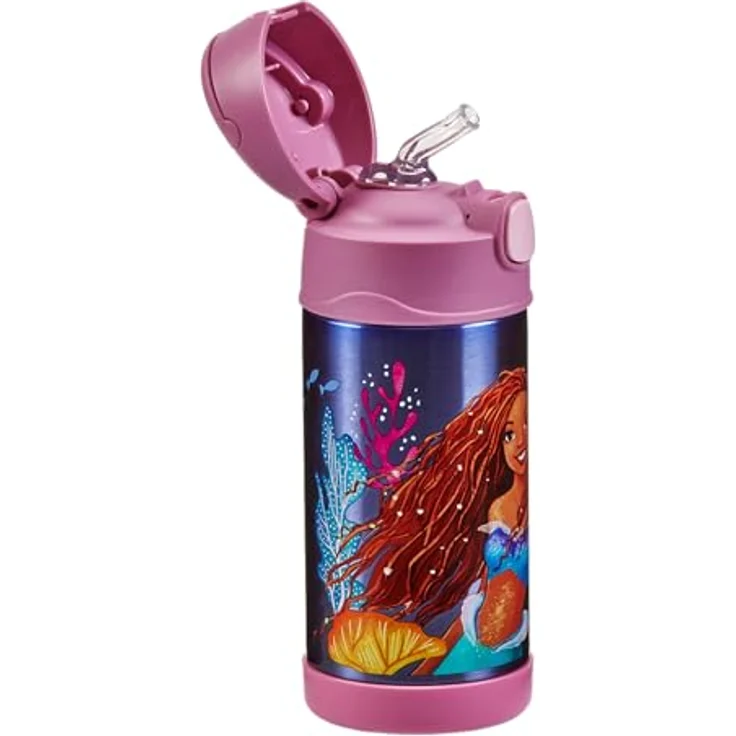 THERMOS kids FUNTAINER Trinkflasche 350ml, Edelstahl, Disney Meerjungfrau, 12h kalt, mit Strohhalm und Tragegriff, BPA-frei, für Schule und Kita – Bild 5