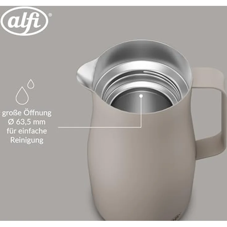 Alfi Isolierkanne Studio Tea, 1 L, beige, doppelwandig, BPA-frei, Vakuum, lebensmittelecht, abnehmbarer Deckel, Schraubverschluss – Bild 5