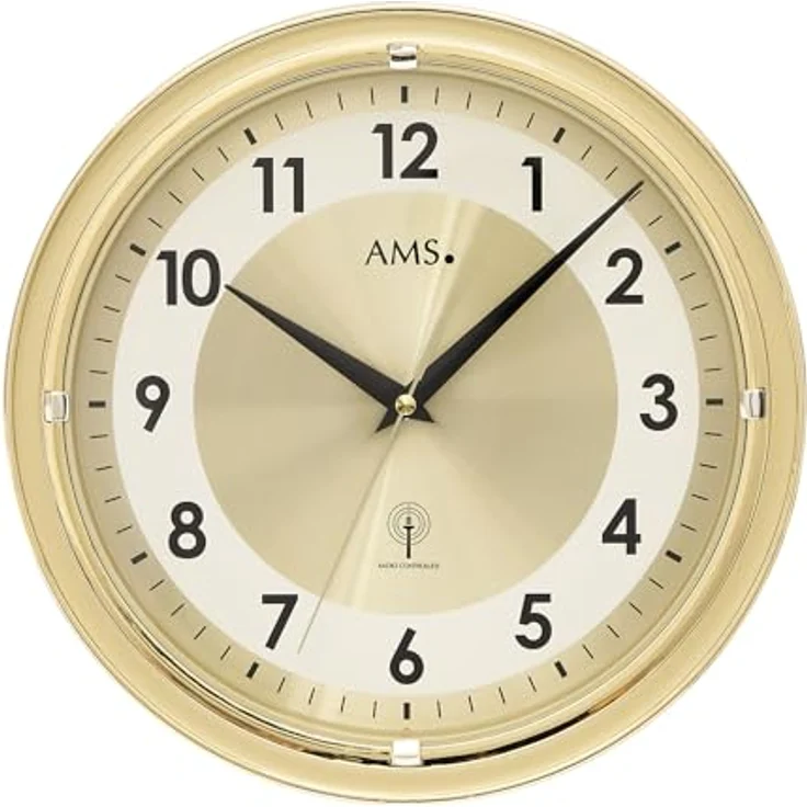 AMS Funk-Wanduhr, Holz, Mehrfarbig, 35 x 35 x 12 cm – Bild 2
