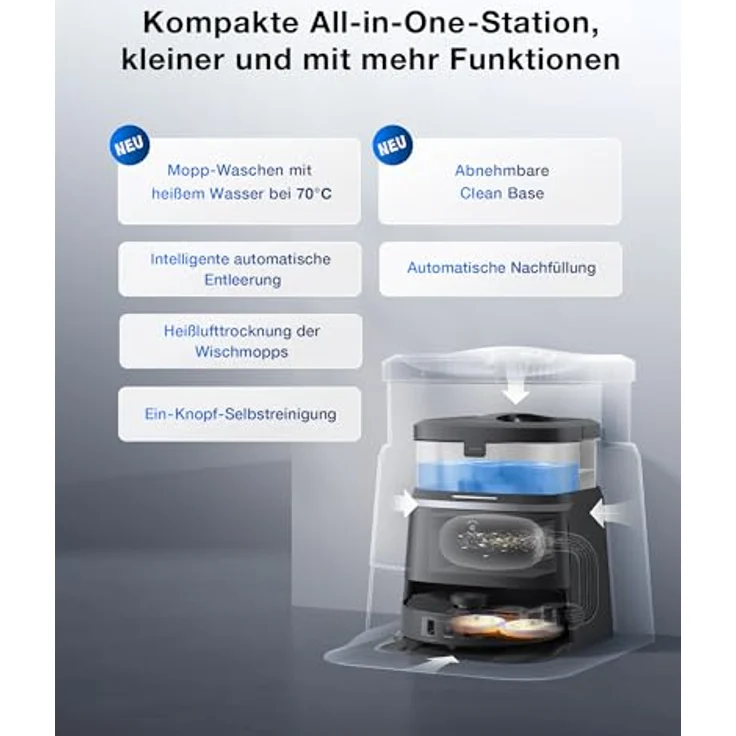ECOVACS DEEBOT T30 Omni Saugroboter mit Wischfunktion, Mini Station Staubsauger Roboter, 11.000 PA Saugkraft, Adaptive Kantenreinigung mit TruEdge™ Mopping Technolgie, ZeroTangle™ Design – Bild 4