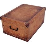 XXL Dekokarton, Aufbewahrungsbox mit Deckel und Griffen. 45 Liter Volumen. Verschiedene Motive (Leder Camel)