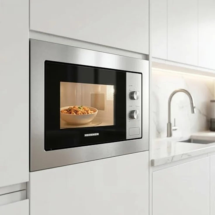 Heinner HMW-MDBI20MIX Einbau-Mikrowelle 20L, 800W, 5 Stufen, Auftauen, Schwarz/Silber – Bild 4