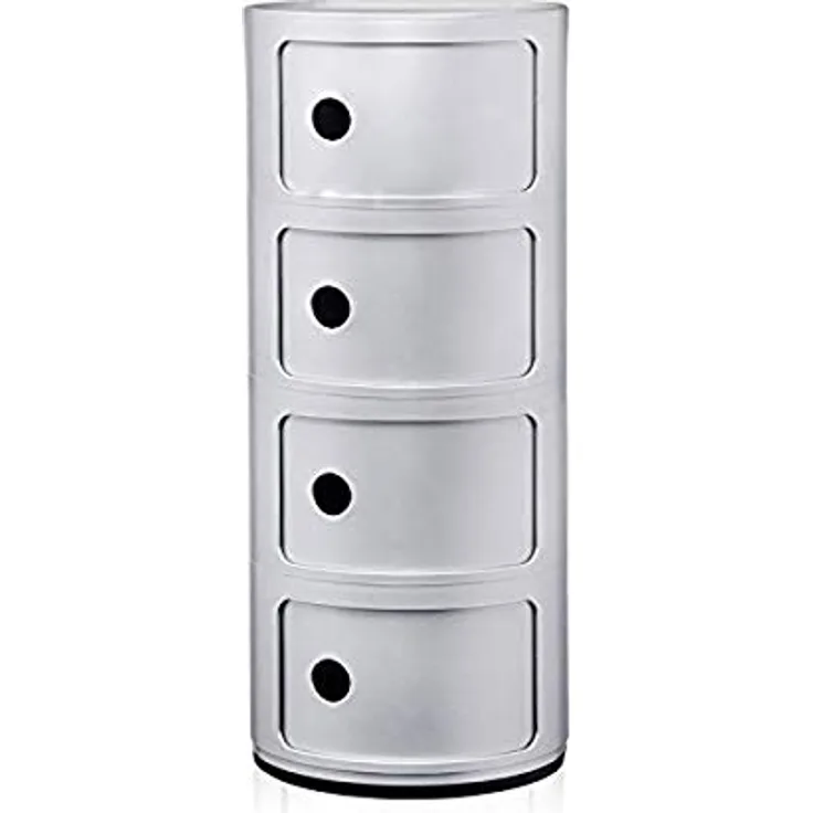 Kartell Componibili, 4 Elements, Silber, Runde Basis
