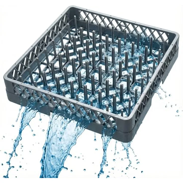 Morleos Spülkorb 50x50 für Gastro Spülmaschine, Tellerspülkorb 49x49x10 cm mit 64 Fingern, robust und hygienisch für Restaurant, Hotel und Catering