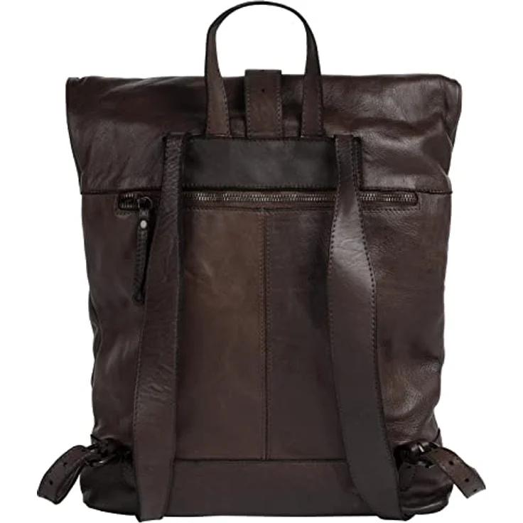 forty° Tagesrucksack aus echtem Leder, Made in Italy, Vintage Look, quadratisch, braun – Bild 4