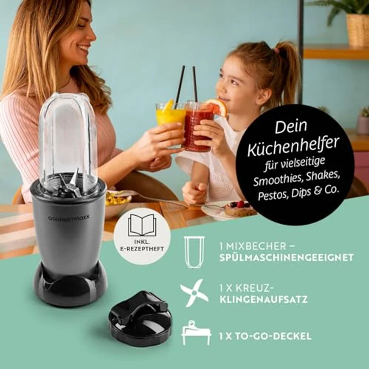 GOURMETmaxx Mr. Magic Power 400 Pro, Standmixer mit 500 ml Becher und Edelstahl-Kreuzklingenaufsatz für Shakes und Smoothies – Bild 3