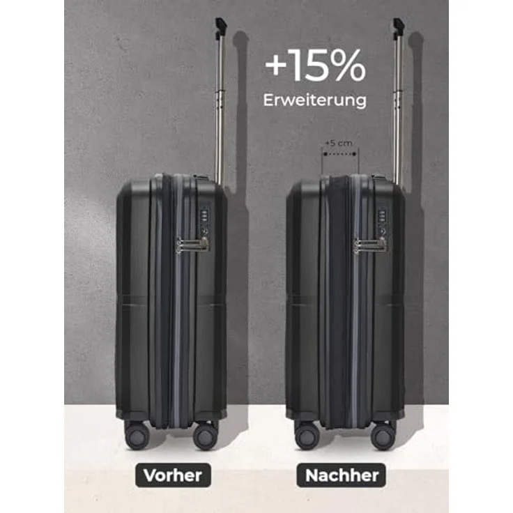 Pactastic Ultra-leicht Hartschalen Kabinen-Koffer | Kleiner Cabin-Trolley 39 x 22 x 55 cm | von 43 auf 50 Liter erweiterbar nur 2,7 kg, Polypropylen | 4 Doppelrollen & TSA (Collection 01+) – Bild 2
