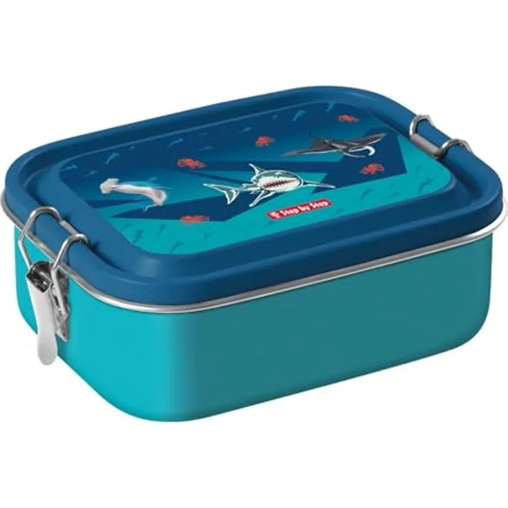 Step by Step Lunchbox Stainless Steel Underwater, auslaufsichere Edelstahlbrotdose mit 0,8 Litern Fassungsvermögen, dunkelblau