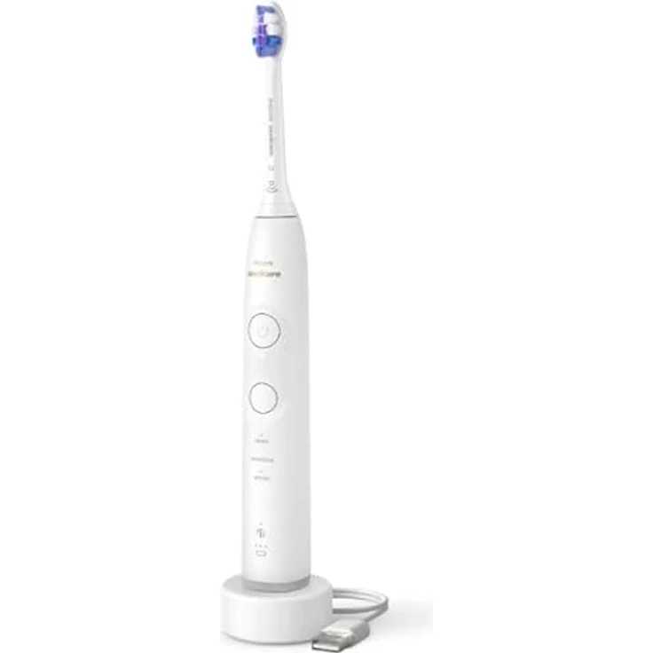 Philips Sonicare Elektrische Zahnbürste Series 6500 HX7410/02, mit Andruckkontrolle, 3 Intensitätsstufen, inkl. Ladegerät, Reiseetui, weiß – Bild 4