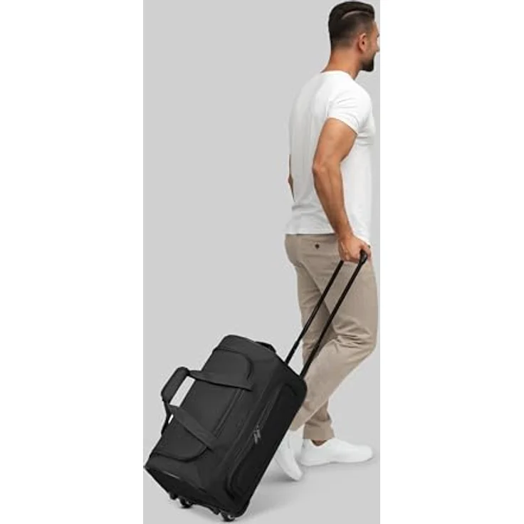 Redolz Duffle Essentials 2-Rollen Reisetasche, 28 cm, Schwarz, 39 l mit arretierbarem Griff und robustem Polyester – Bild 4