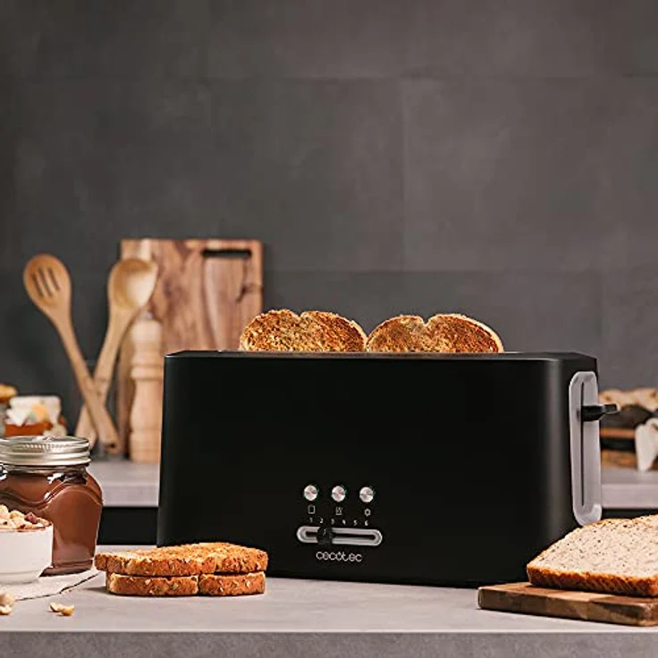Cecotec Toast&Taste Toaster 10000 Extra, 980 W mit extra breitem Langschlitz, schwarzes Design und Edelstahl-Beschichtung, 9 Röstfunktionsstufen – Bild 2