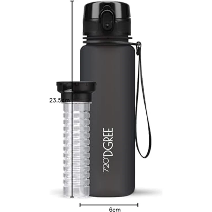 Trinkflasche Wasserflasche Fruchteinsatz 0,5L - BPA-Frei uberBottle 720 DGREE onyx black – Bild 6