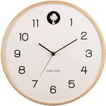 Karlsson Natural Cuckoo, analoge Wanduhr aus Birkenholz, 34 cm, in Weiß