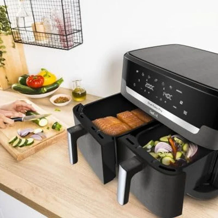 Tefal EY942H Dual Easy Fry XXL Heißluft-Fritteuse in grau, 11-Liter-Doppelkammer, schnelle Zubereitung in unter 15 Minuten – Bild 4