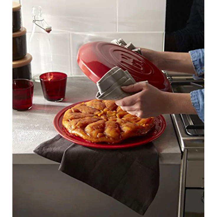 Emile Henry Tarte Tatin Backform - Kuchenform - Farbe: Grand Cru - Rot - Backform mit Servierplatte 2tlg. Set – Bild 5