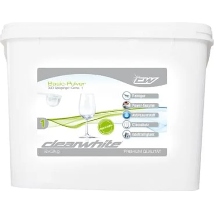 ClearWhite Basic Pulver, Geschirrspüler-Zubehör mit Aktivsauerstoff, 6 kg Eimer für 300 Spülgänge
