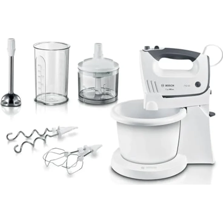 Bosch Hausgeräte MFQ37490, Handmixer mit 750 W Motor, ergonomischem Design und spülmaschinenfesten Teilen, Weiss/Grau – Bild 2