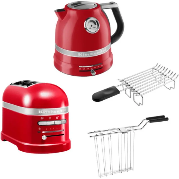 KitchenAid KitchenAid Artisan Toaster & Wasserkocher Set, 2 Scheiben Toaster, Bagel-Funktion, Warmhalte-Funktion, Brötchenröstaufsatz, 1,5 L Wasserkocher, Silber