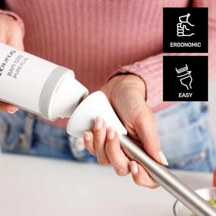 Taurus Immersionsmixer 916417000, 1200W Stabmixer mit Edelstahl-Schaft, weiß, spülmaschinenfest – Bild 8