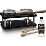 DeWok Doppel bis 4P. Set| gesundes Kochen ohne Strom & Gas ! Innenraum, Camping, Grillen, Raclette, Fondue, Wok, Tischwok