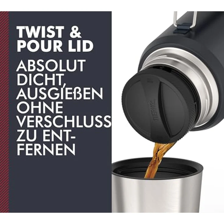 Thermos ICON BEVERAGE BOTTLE 1,20l, grau/graphite mat, Isolierflasche mit Trinkbecher, 24 h heiß / 24 h kalt, spülmaschinenfest, absolut dicht, BPA-frei – Bild 3