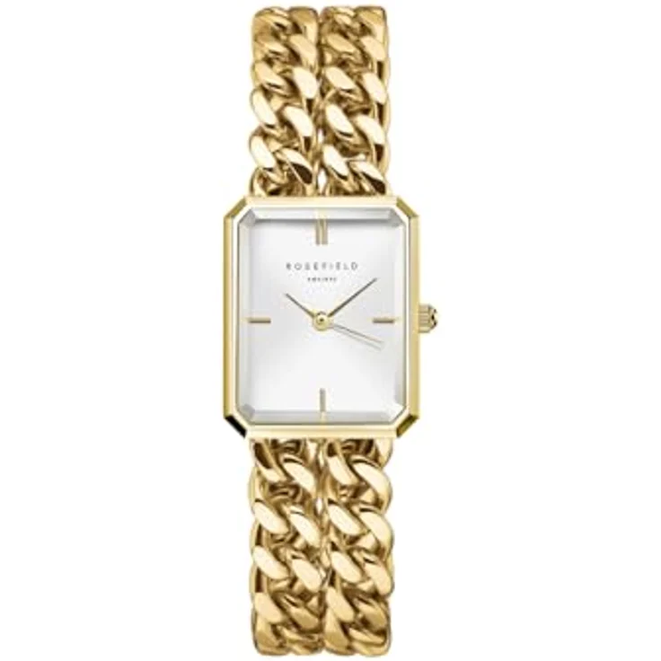 Rosefield Studio Double Chain Gold, Armbanduhr mit Weißem Zifferblatt, 19.5 x 24 mm Goldgehäuse, Wasserdicht bis 3 ATM, Edelstahl – Bild 1