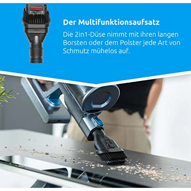 Technisat Technimax AS 1, 60 min Akkubetrieb, Akkuwechsel-Option, inkl. 4x HEPA-Filter, silber-blau – Bild 5