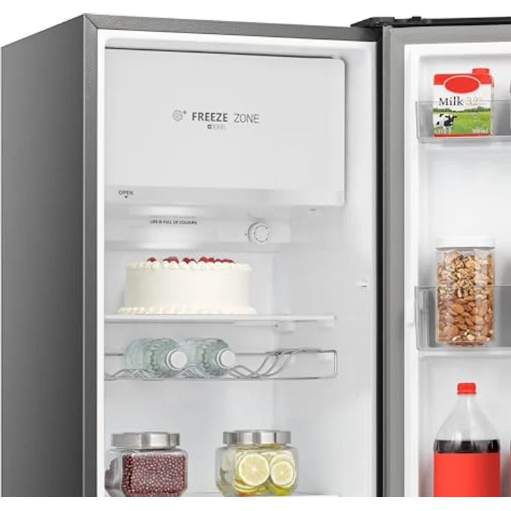 Hisense RR220D4BDE Retro-Kühlschrank, 165 Liter, Silber, mit Weinregal – Bild 5