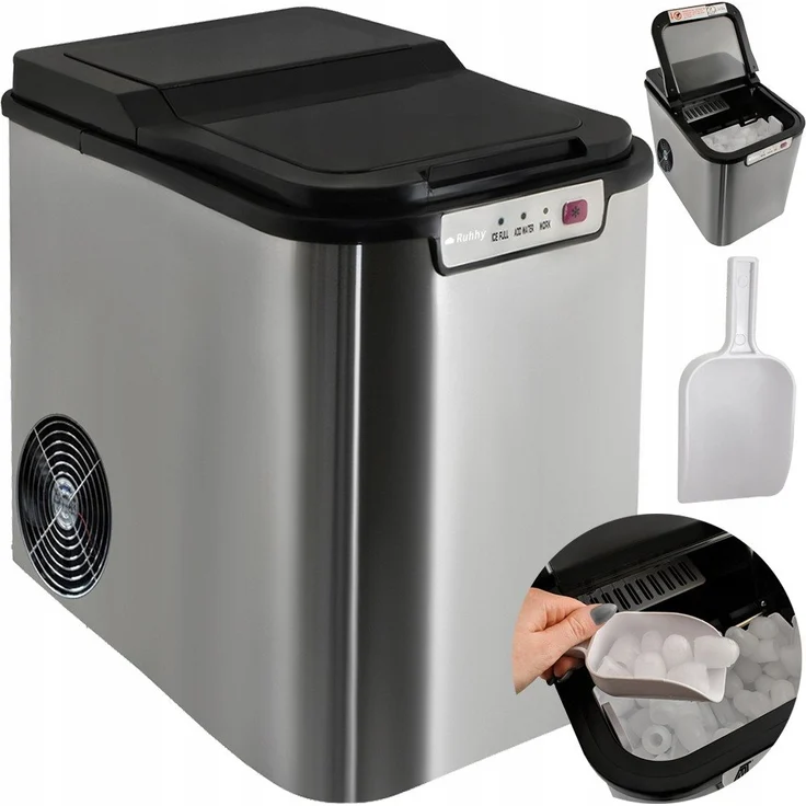 Ruhhy Eismaschine Eiswürfelmaschine - Professionelle Eismaschine 12 kg/Tag, LED-Anzeige, transparente Abdeckung - Weiß – Bild 1