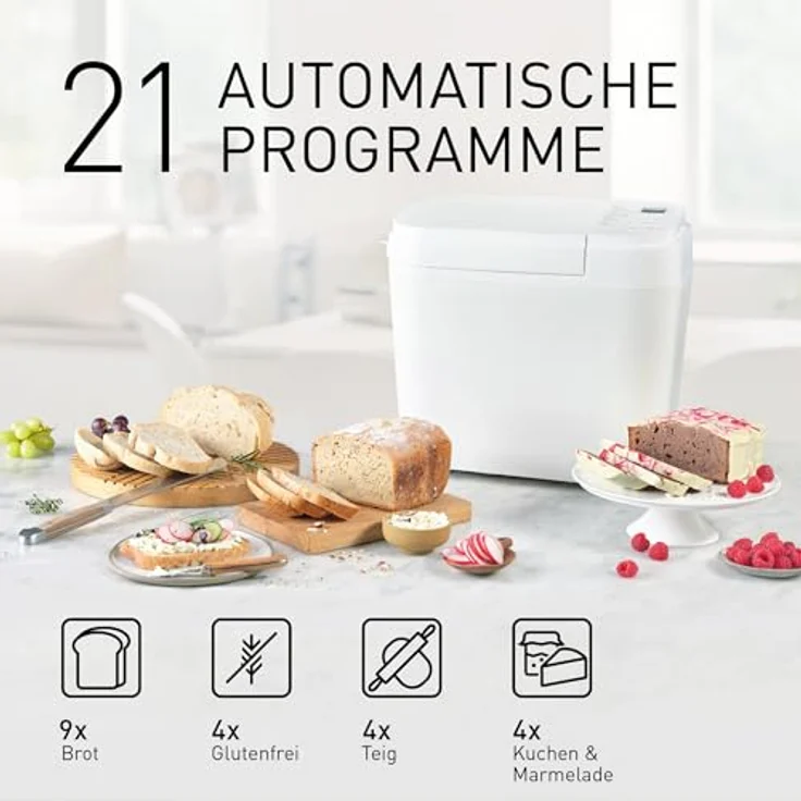 Panasonic SD-B2510 Brotbackmaschine, 550 Watt, 21 Programme, Zeitschaltung, Marmeladenfunktion, weiß – Bild 5
