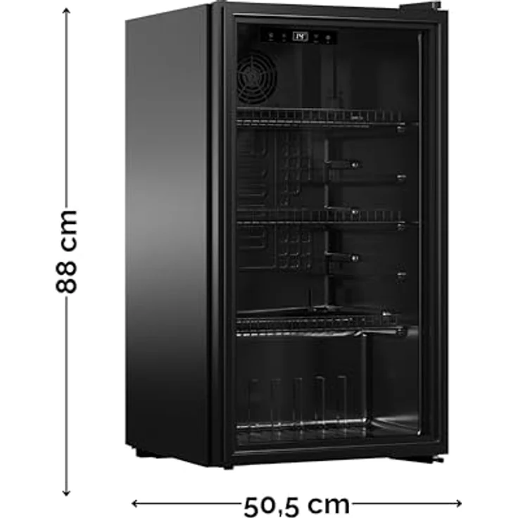 YUNA Cool-View GKS90B Glastürkühlschrank, 89 L, digitale Temperaturanzeige, Umluftkühlung, Touch-Control, schwarz – Bild 2