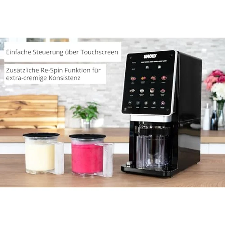 Unold Eismaschine Cream Dream 48805, mit 8 Programmen, Touchscreen, 3 Behältern à 500 ml, entnehmbarem Messer, für Eiscreme, Gelato, Sorbet, Slush & Frozen Drinks – Bild 3