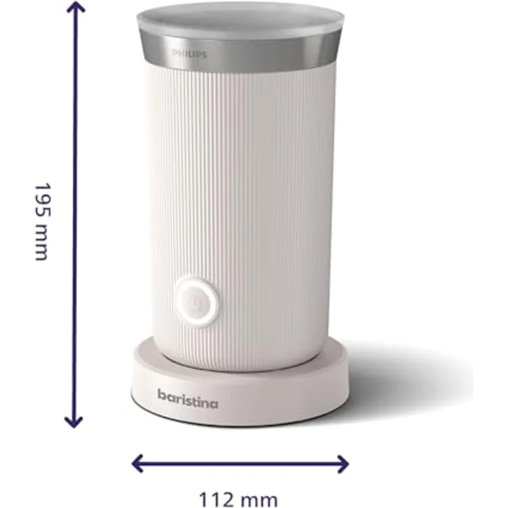 Philips Baristina Elektrischer Milchaufschäumer - schäumt heiße und kalte Milch und pflanzlichen Alternativen auf. Einfach zu reinigen. Naturweiß (BAR311/00) – Bild 3
