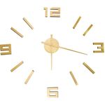 vidaXL 3D-Wanduhr Golden, modernes Design, 100 cm XXL, einfache Montage, DIY-Artikel