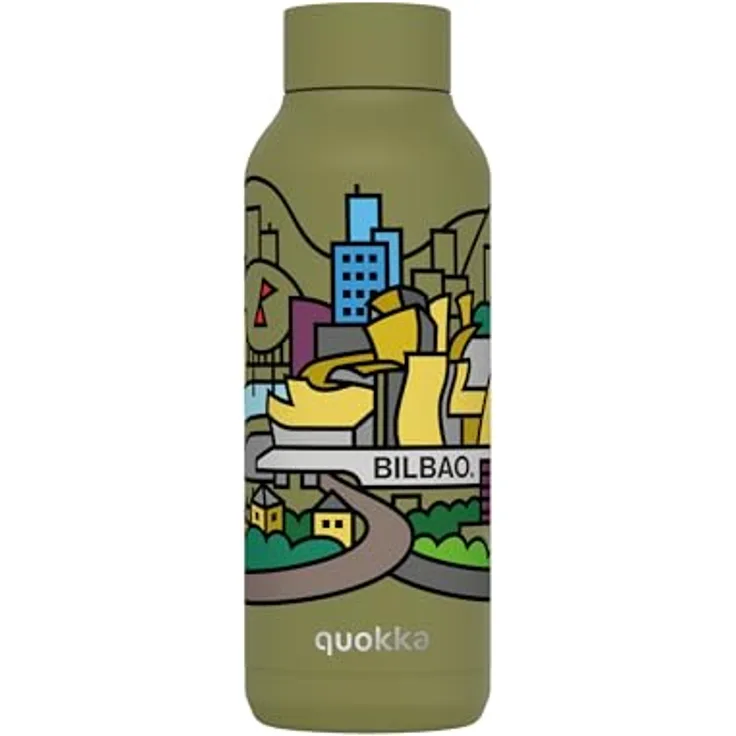 Quokka Solid Olive Green 510 ml, Thermoskanne aus Edelstahl, doppelwandige Vakuumisolierung, BPA-frei