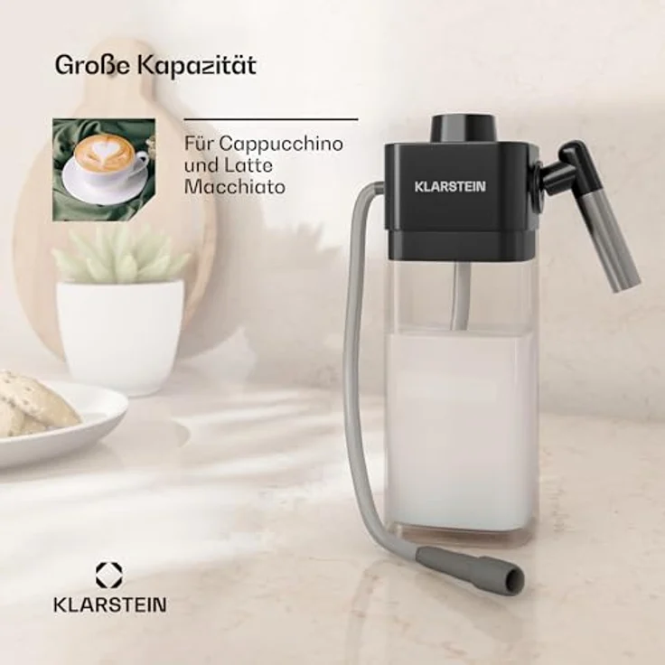 Klarstein SteelPresso Milchaufschäumer 0,55L, elektrisch, für cremigen Milchschaum, einfach zu reinigen, kompatibel mit SteelPresso Kaffeemaschinen, hygienische Oberfläche, transparent – Bild 3