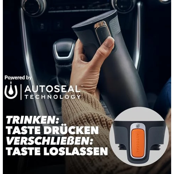 Contigo Thermobecher West Loop Autoseal, Edelstahl Isolierbecher, Kaffebecher to go, auslaufsicher, spülmaschinenfester Deckel BPA-frei, 470 ml , Tangerine , 470 ml – Bild 3