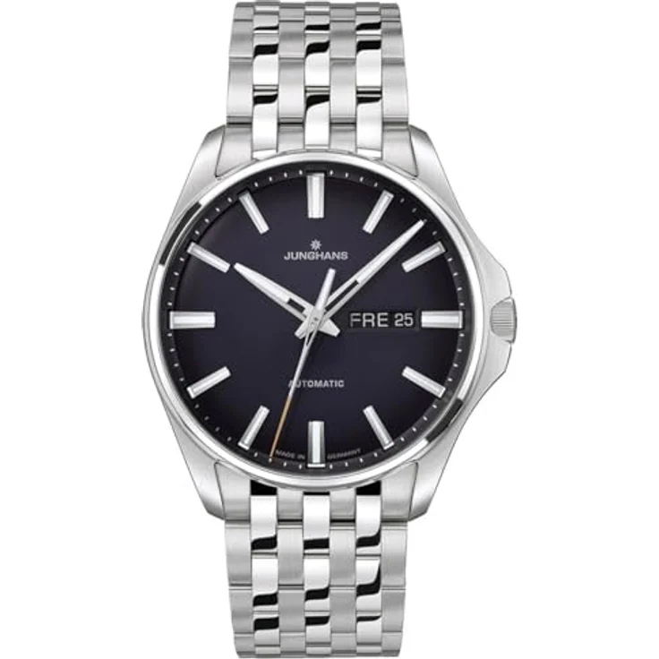 JUNGHANS Herrenuhr Automatik Meister S Stahl/Dunkelblau 27/4411.44, Edelstahl silber, blau, Antireflex-Saphir-Uhrglas – Bild 2