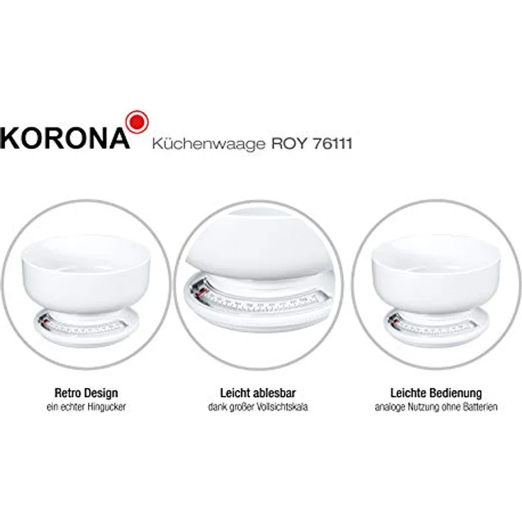 Korona Küchenwaage Roy 76111 I Mechanisch I 2kg Tragkraft I Weiß – Bild 6