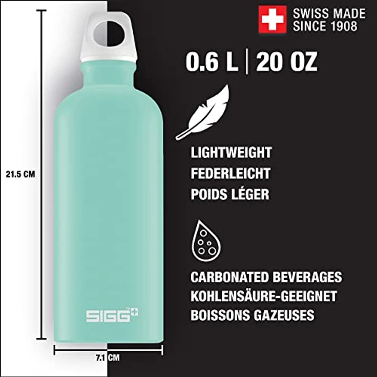 Sigg Lucid Glacier Touch, Design Trinkflasche, 0.6 L, Aluminium, BPA Frei, Türkis – Bild 3