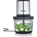 SEVERIN Universalzerkleinerer, Multizerkleinerer für grobes und feines Zerkleinern, Zerkleinerer für Crushed Ice, Käse, Nüsse und mehr, matt-schwarz/Edelstahl-gebürstet, KM 3867